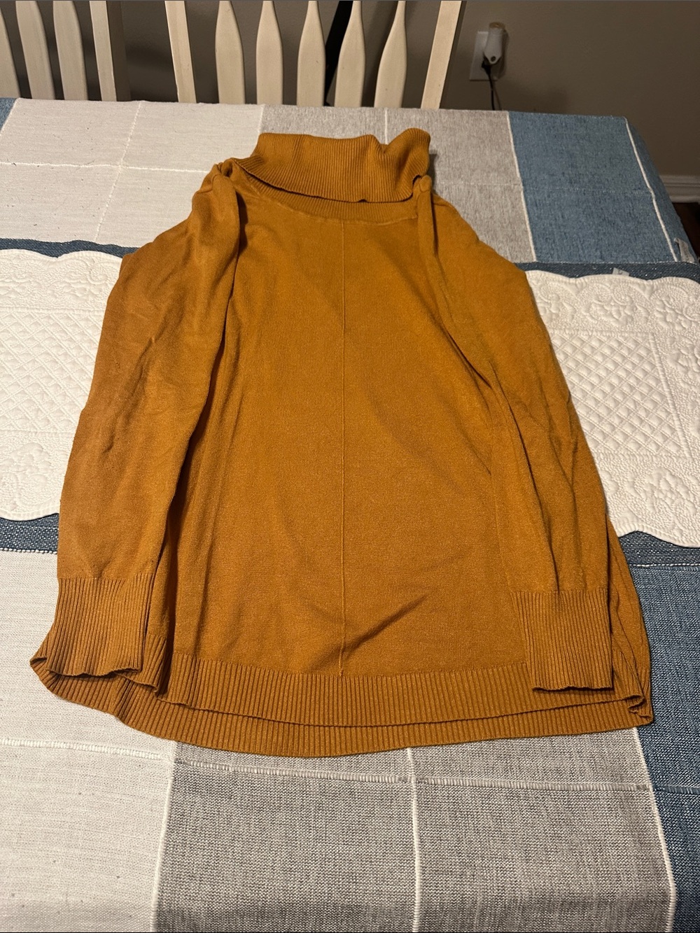 Carolyn Taylor Ochre Fold-Over Turtleneck Sweater